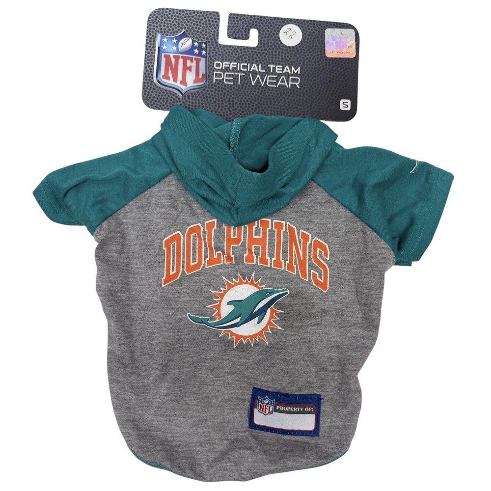NFL Miami Dolphins Pet Hoodie Tee Shirt Dog Jersey Size Small NWT Pets First